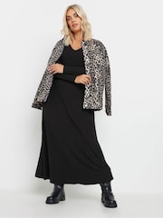 Yours Curve Black Scuba Square Neck Pinafore Dress - Image 2 of 5