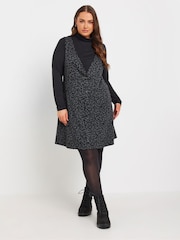 Yours Curve Grey Button Down Pinafore Dress - Image 2 of 5