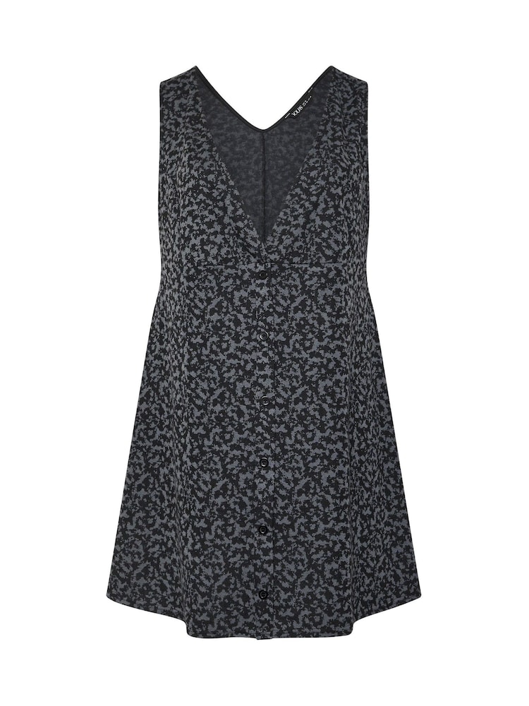 Yours Curve Grey Button Down Pinafore Dress - Image 5 of 5