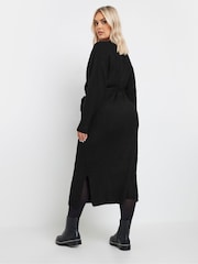 Yours Curve Black Wrap Jumper Dress - Image 3 of 5
