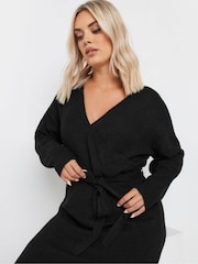 Yours Curve Black Wrap Jumper Dress - Image 4 of 5