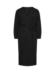 Yours Curve Black Wrap Jumper Dress - Image 5 of 5
