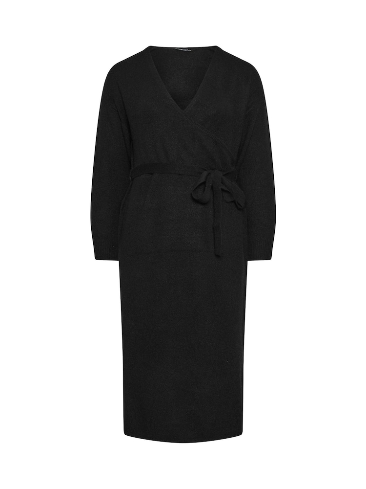 Yours Curve Black Wrap Jumper Dress - Image 5 of 5