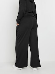 Yours Curve Black Ribbed Wide Leg Joggers - Image 3 of 6
