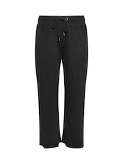Yours Curve Black Ribbed Wide Leg Joggers - Image 6 of 6