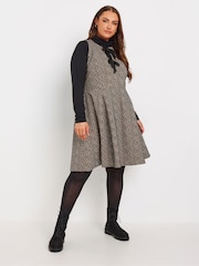 Yours Curve Brown Crew Neck Double Bow Pinafore Dress - Image 2 of 5