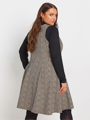Yours Curve Brown Crew Neck Double Bow Pinafore Dress - Image 3 of 5