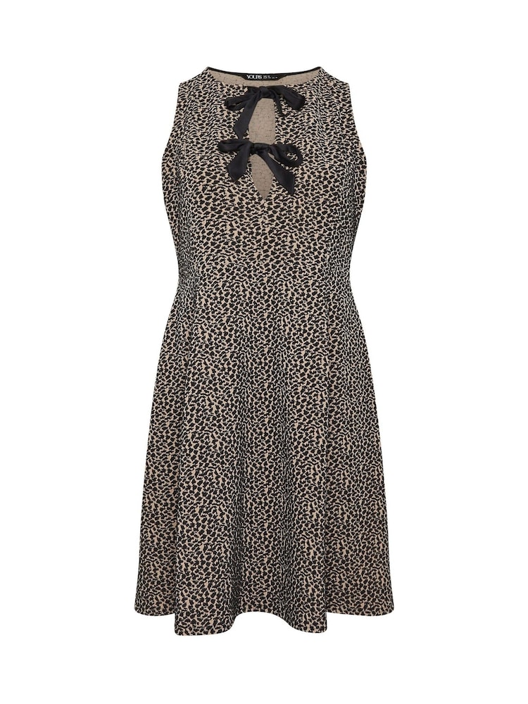 Yours Curve Brown Crew Neck Double Bow Pinafore Dress - Image 5 of 5