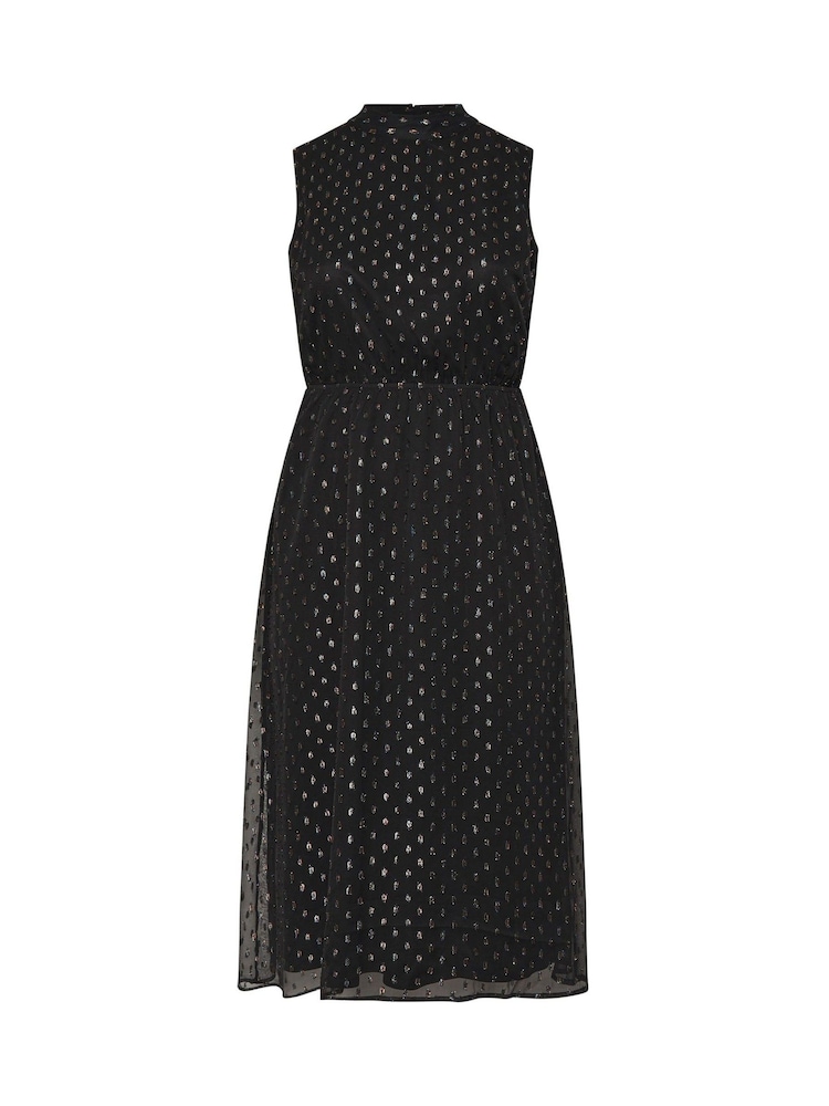 Yours Curve Black London Metallic Dobby Bow Back Dress - Image 5 of 5