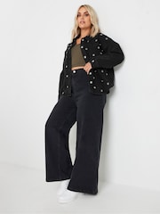 Yours Curve Black Limited Eyelet Denim Shacket - Image 3 of 6