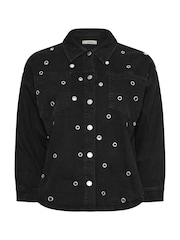 Yours Curve Black Limited Eyelet Denim Shacket - Image 6 of 6