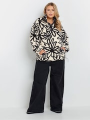 Yours Curve White Feather Fleece Half Popper Jacket - Image 2 of 6