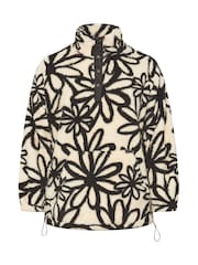Yours Curve White Feather Fleece Half Popper Jacket - Image 6 of 6