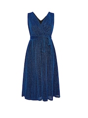 Синий - Yours Curve London Металлик Wrap Skater платья - Image 6 of 6
