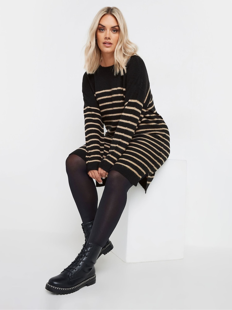 Yours Curve Black Stripe Tunic Jumper Dress - Image 1 of 5