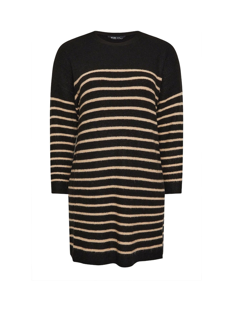 Yours Curve Black Stripe Tunic Jumper Dress - Image 5 of 5