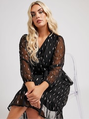 Schwarz - Yours Curve London Metallic-Dobby-Wickel-Midikleid - Bild 2 von 6