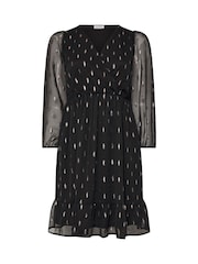 Schwarz - Yours Curve London Metallic-Dobby-Wickel-Midikleid - Bild 6 von 6