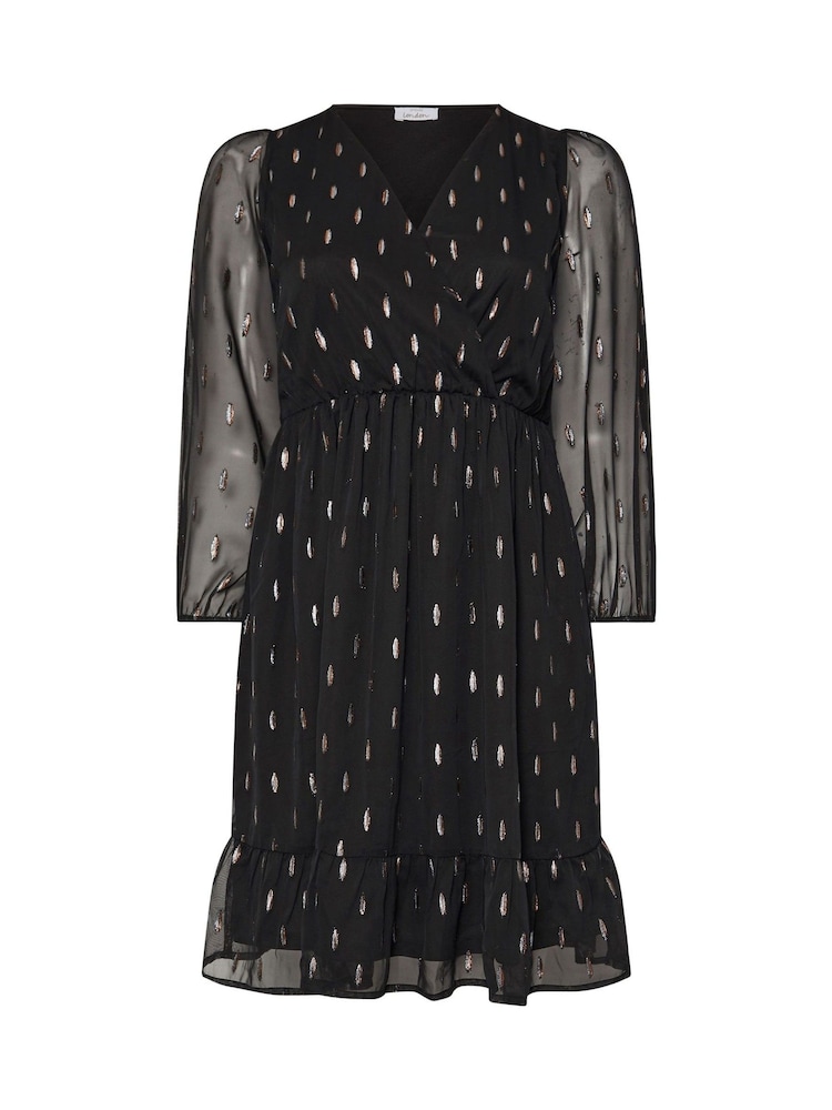 Schwarz - Yours Curve London Metallic-Dobby-Wickel-Midikleid - Bild 6 von 6