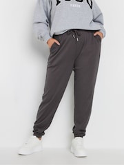 Yours Curve Grey Ribbed Joggers - Image 1 of 5