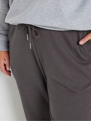 Yours Curve Grey Ribbed Joggers - Image 4 of 5