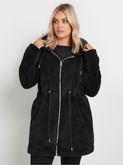 Yours Curve Black Tunic Zip Through Jacket - Image 1 of 5