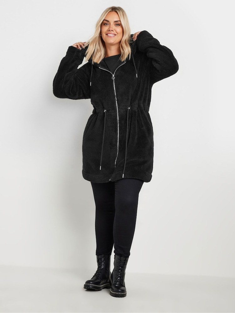 Yours Curve Black Tunic Zip Through Jacket - Image 2 of 5