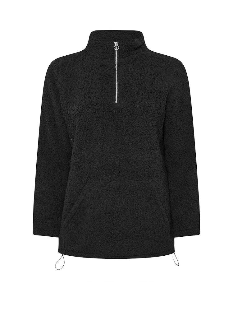 Yours Curve Black Brown Sherpa Fleece Half Zip Jacket - Image 5 of 5