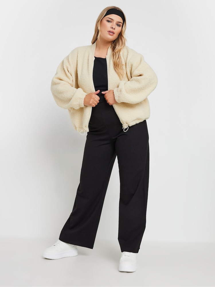 Yours Curve Cream Limited Borg Bomber Jacket - Image 2 of 6