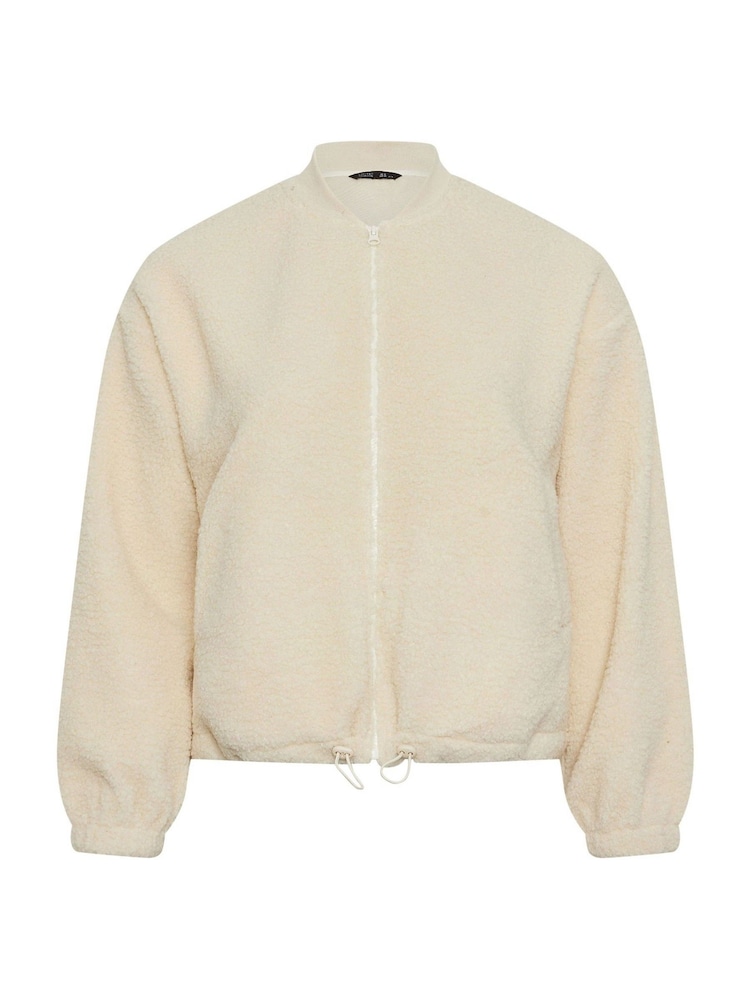 Yours Curve Cream Limited Borg Bomber Jacket - Image 6 of 6