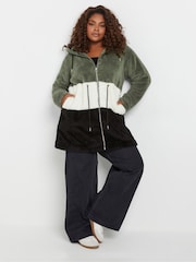 Yours Curve Charcoal Black Colour Block Jacket - Image 2 of 5