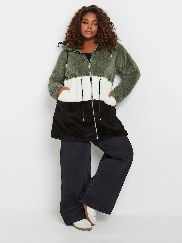 Yours Curve Charcoal Black Colour Block Jacket - Image 2 of 5