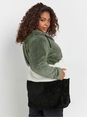 Yours Curve Charcoal Black Colour Block Jacket - Image 3 of 5