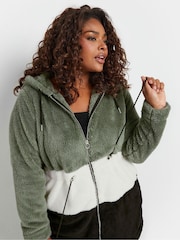 Yours Curve Charcoal Black Colour Block Jacket - Image 4 of 5