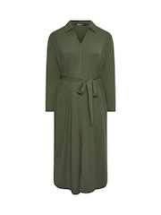 Yours Curve Green Rib Button Front A Line Dress - Image 5 of 5