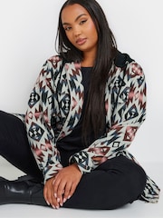 Yours Curve Grey Hooded Shacket - Image 4 of 6
