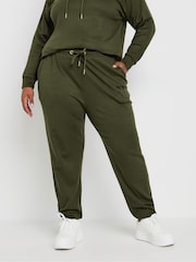 Yours Curve Green Ribbed Joggers - Image 1 of 5