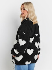 Yours Curve Black Black Zip Up Fleece Jacket - Image 3 of 5
