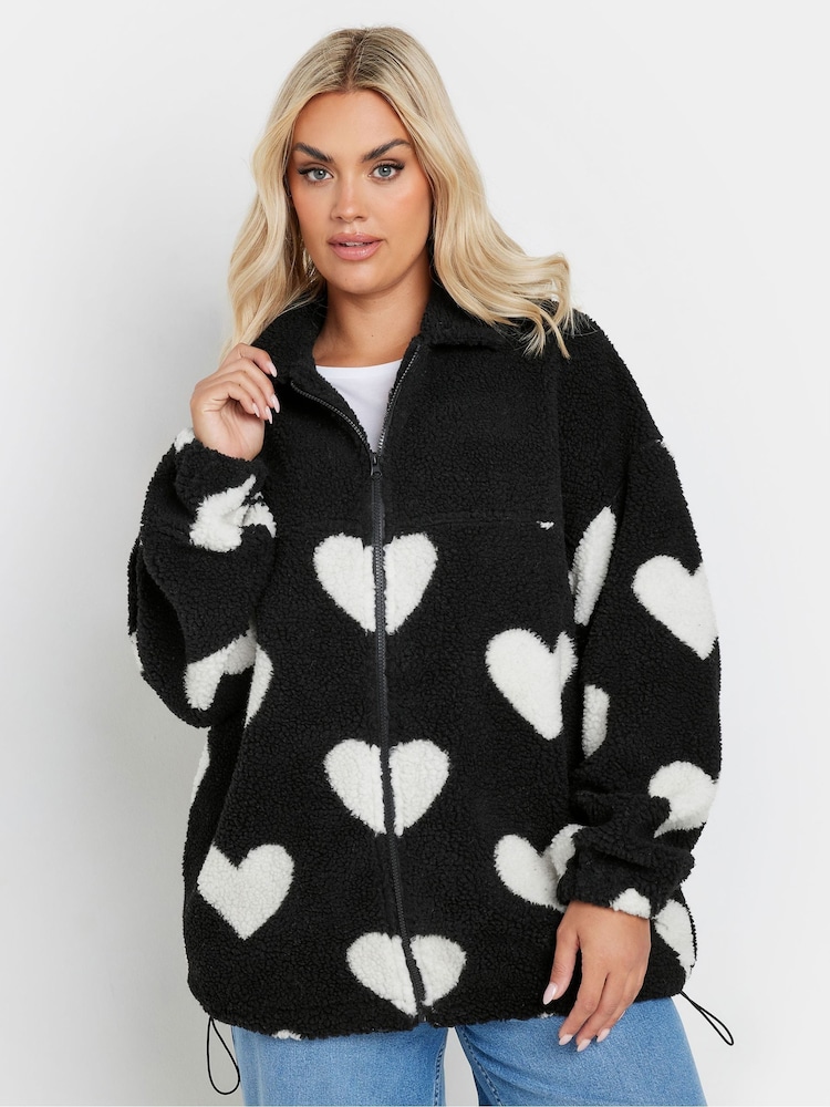 Yours Curve Black Zip Up Fleece Jacket - Image 4 of 5