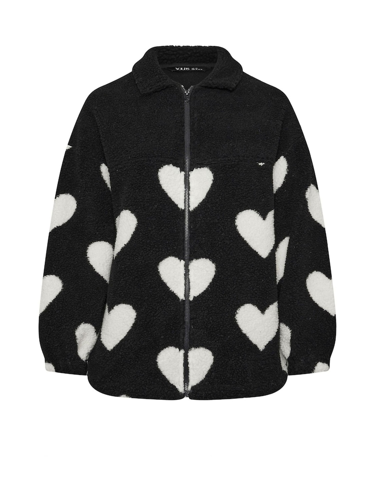 Yours Curve Black Black Zip Up Fleece Jacket - Image 5 of 5