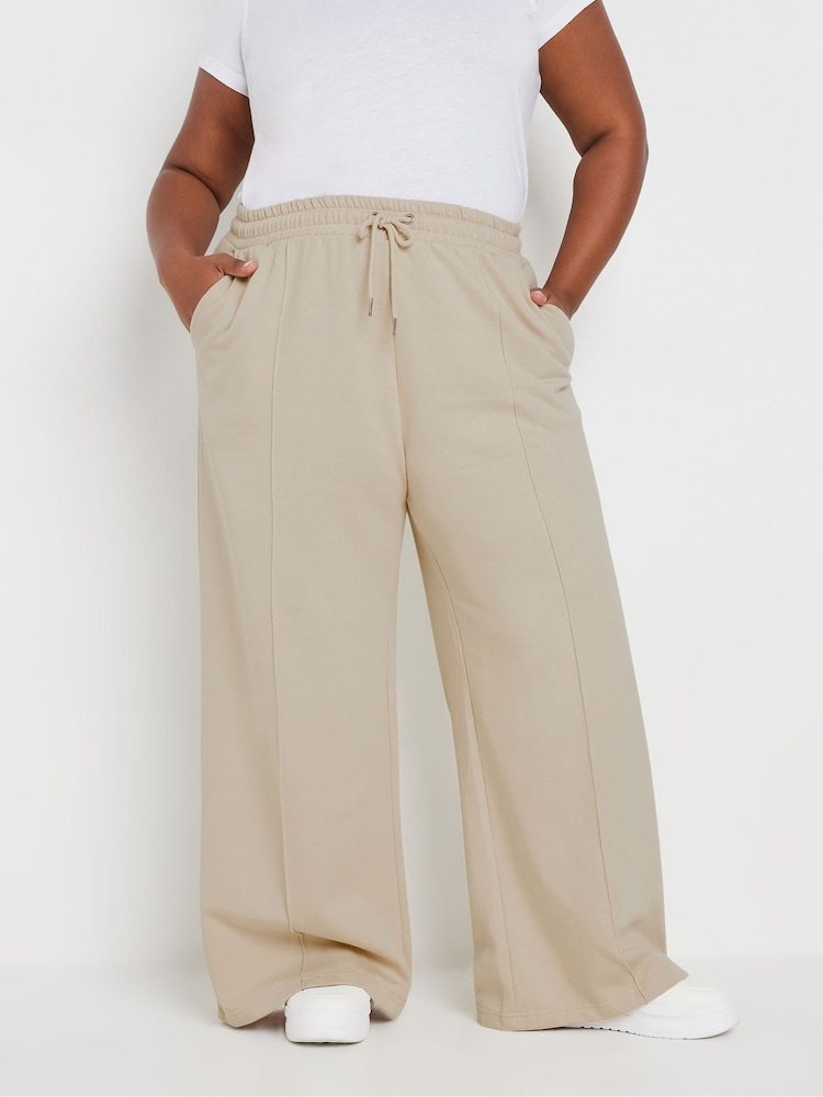 Yours Curve Brown Wide Leg Joggers - Image 1 of 5