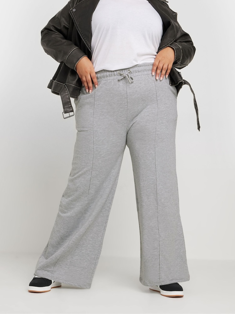 Yours Curve Grey Wide Leg Joggers - Image 1 of 5