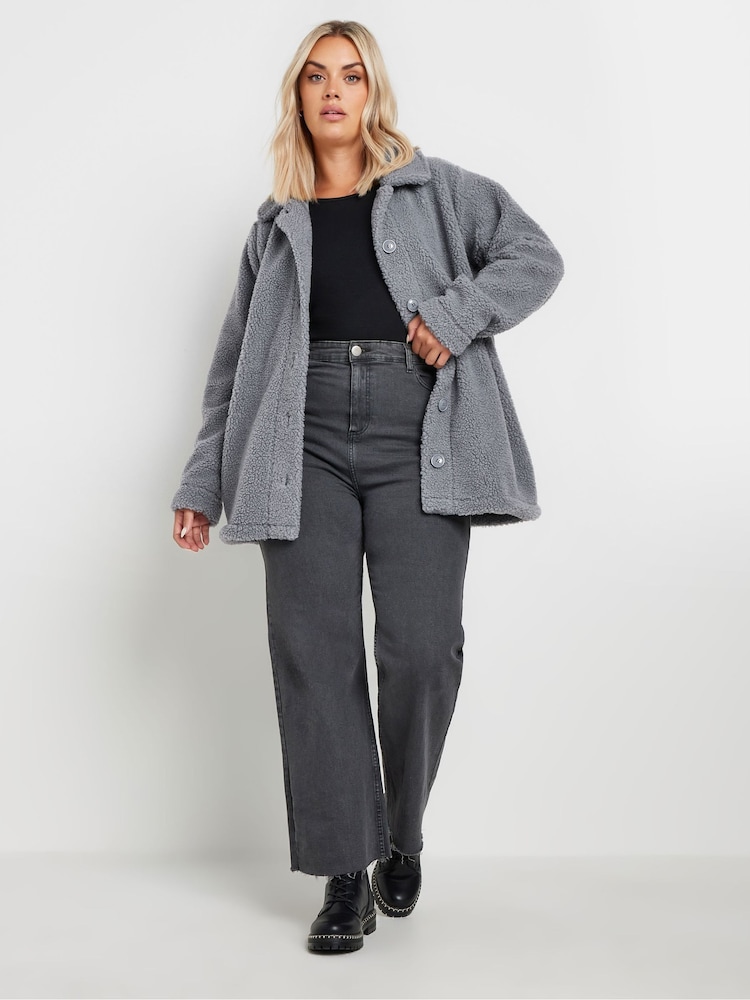 Grau - Yours Curve Borg Teddy-Fleecejacke - Bild 2 von 5 Grau - Yours Curve Borg Teddy-Fleecejacke - Bild 2 von 5