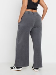 Yours Curve Grey Acid Wash Wide Leg Joggers - Image 2 of 4