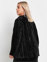 Yours Curve Black Crushed Velvet Blazer - Image 4 of 6