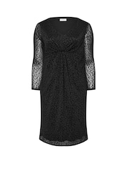 Yours Curve Black London Animal Flocked Twist Front Dress - Image 5 of 5