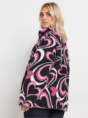 Yours Curve Black Sherpa Borg Half Zip Fleece Jacket - Image 3 of 5