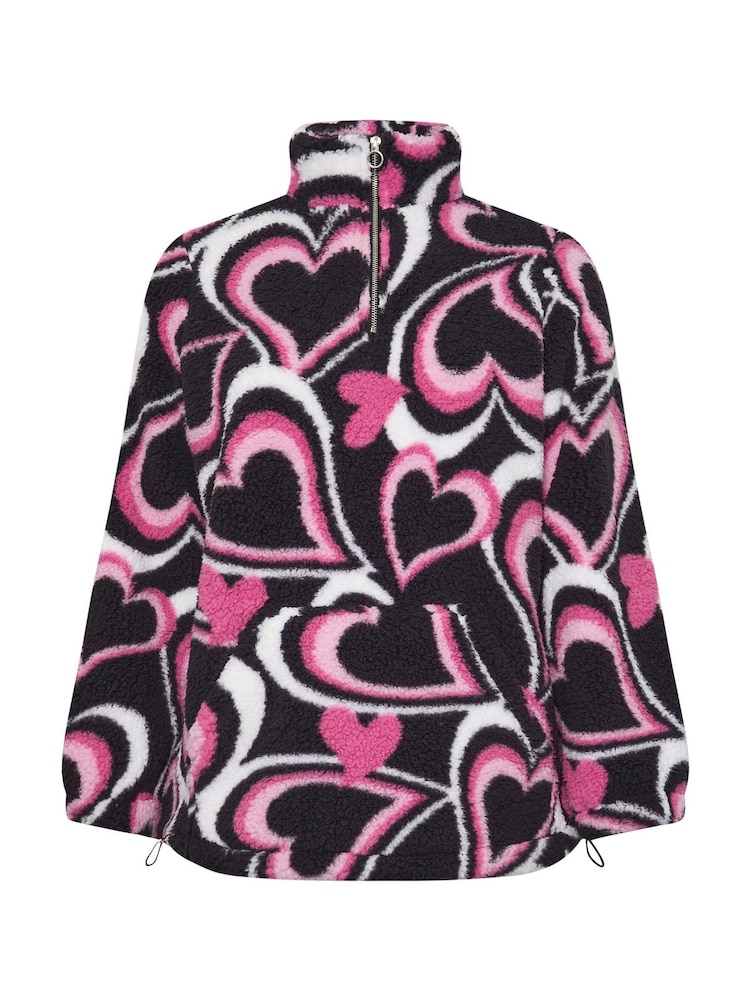 Yours Curve Black Sherpa Borg Half Zip Fleece Jacket - Image 5 of 5