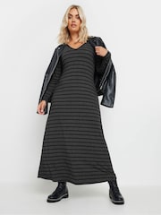 Yours Curve Grey Flare Ribbed Dress - Image 2 of 5