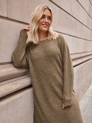 Yours Curve Brown Tunic Jumper Dress - Image 2 of 5